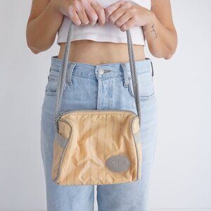 Vintage Chloé Parfums Lagerfeld Paris Beige Nylon Logo Mini Shoulder Bag
